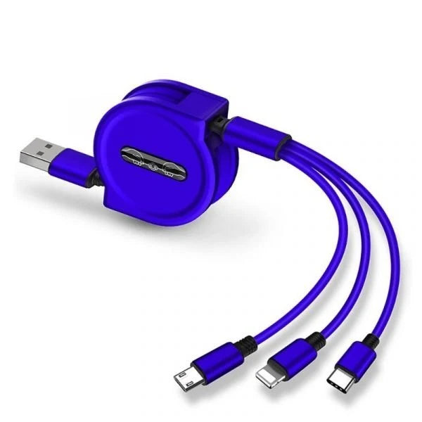 Retractable Charging Cable 3-in-1 Lightning USB-C Micro USB