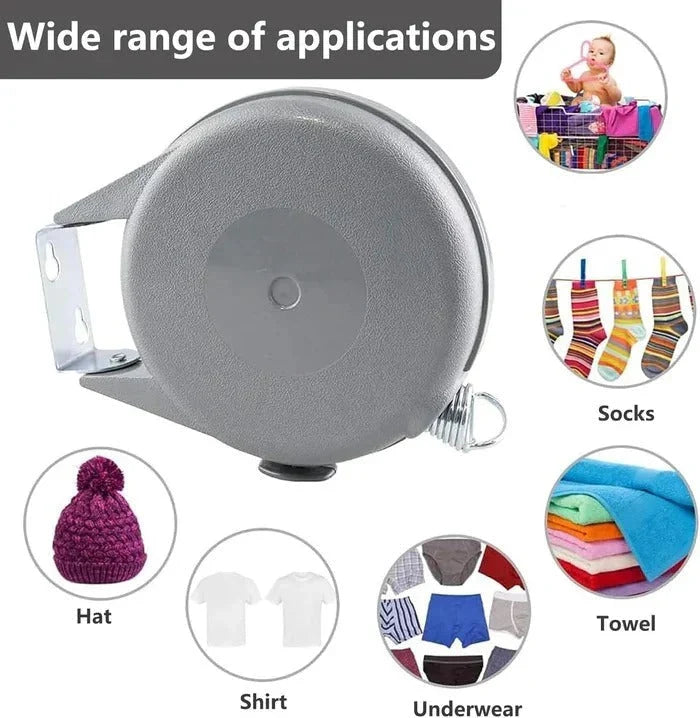 Retractable Clothesline Extends 472 Inches Auto-Retract & Swivel Base