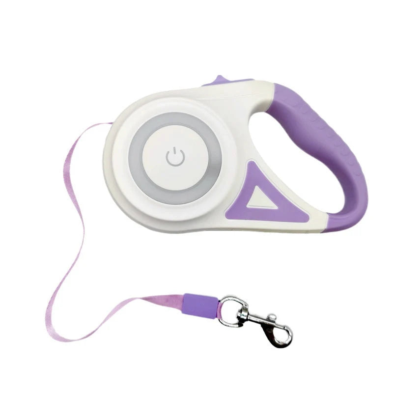 Retractable Dog Leash Built-In LED Light & One-Hand Brake