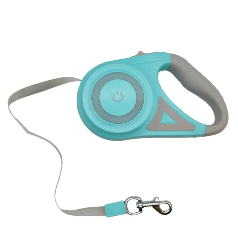 Retractable Dog Leash Built-In LED Light & One-Hand Brake