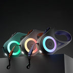 Retractable Dog Leash Built-In LED Light & One-Hand Brake