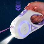 Retractable Dog Leash Built-In LED Light & One-Hand Brake