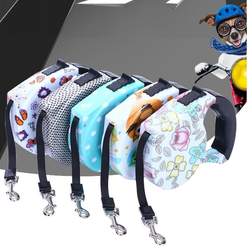 Retractable Leash 16.4 Ft Lightweight Patterned Strap