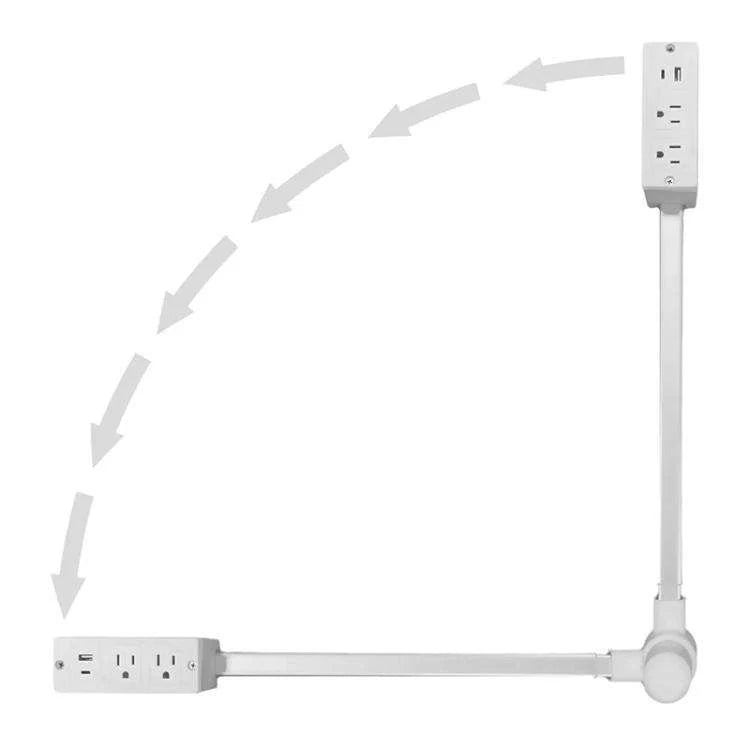 Retractable Outlet Extender 2 Outlets & USB A/C Fast Charge
