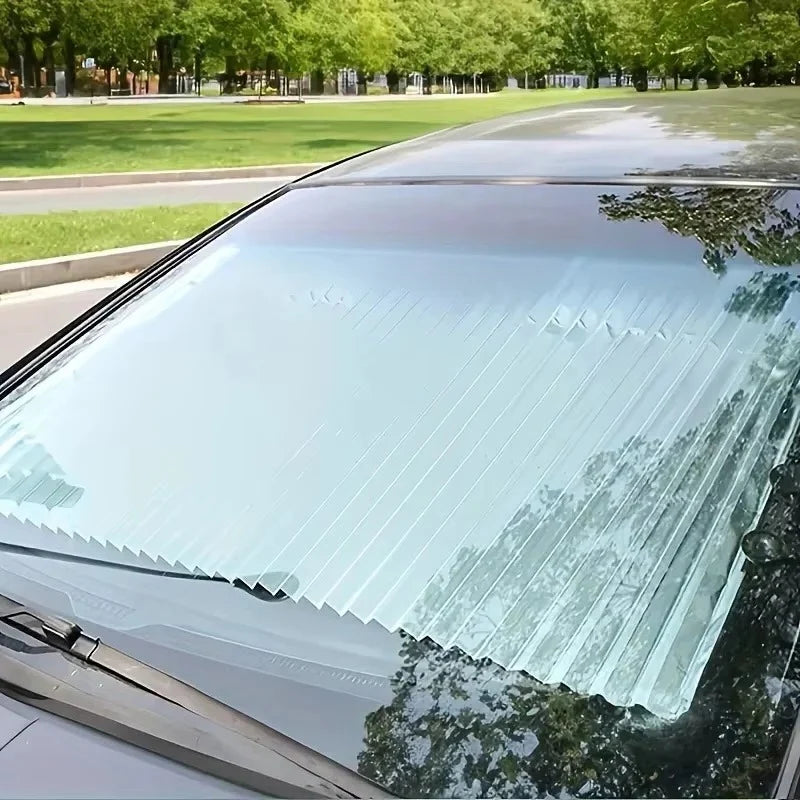 Retractable Windshield Sunshade One-Hand Operation Reflective Adjustable 59-79 In