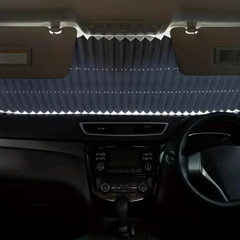 Retractable Windshield Sunshade One-Hand Operation Reflective Adjustable 59-79 In