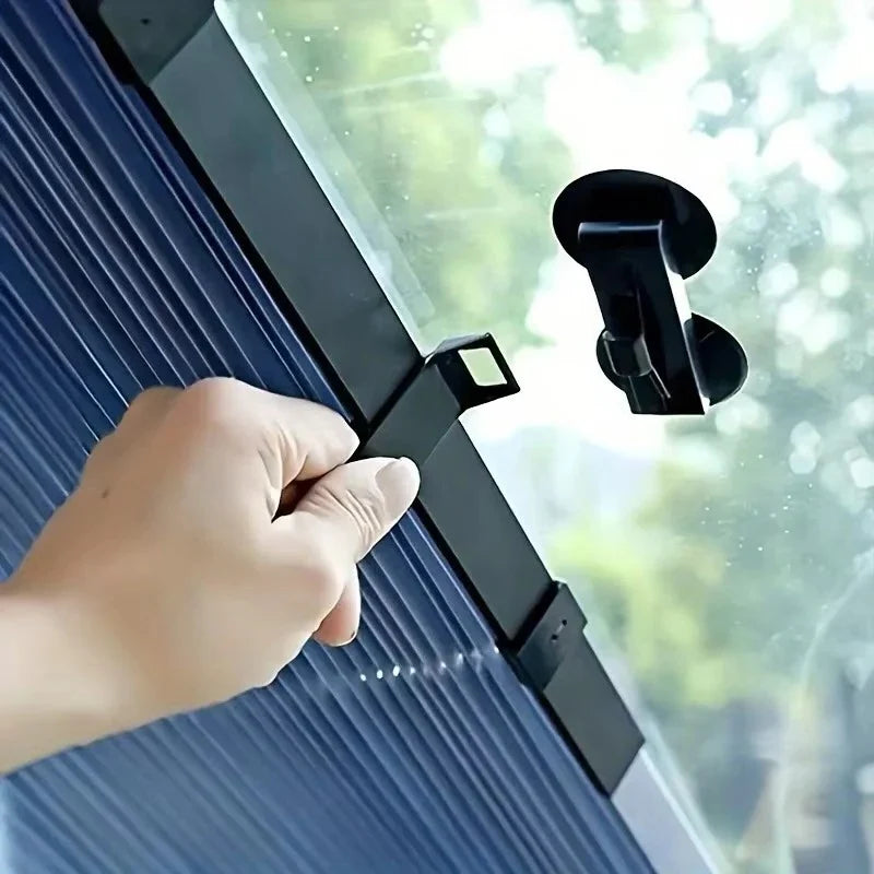 Retractable Windshield Sunshade One-Hand Operation Reflective Adjustable 59-79 In