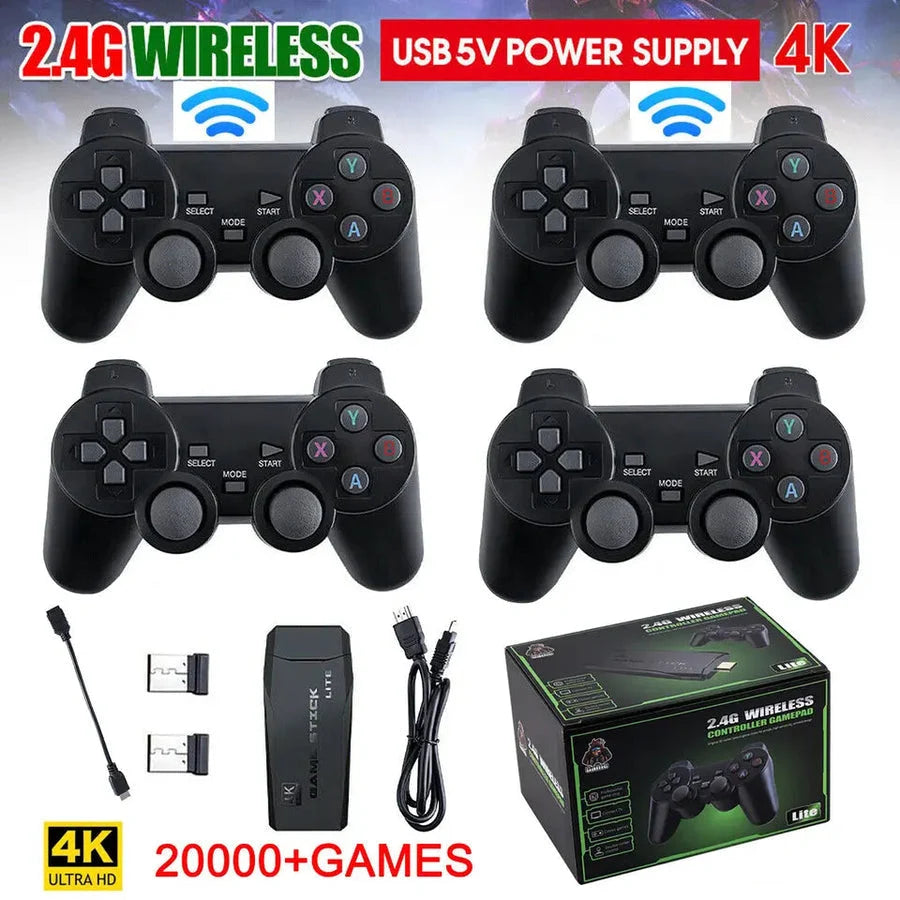 Retro HDMI Game Stick 4K Preloaded Games & Wireless Controllers