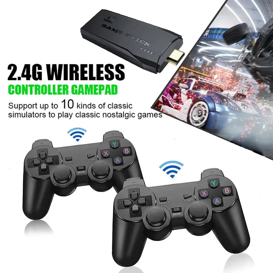 Retro HDMI Game Stick 4K Preloaded Games & Wireless Controllers
