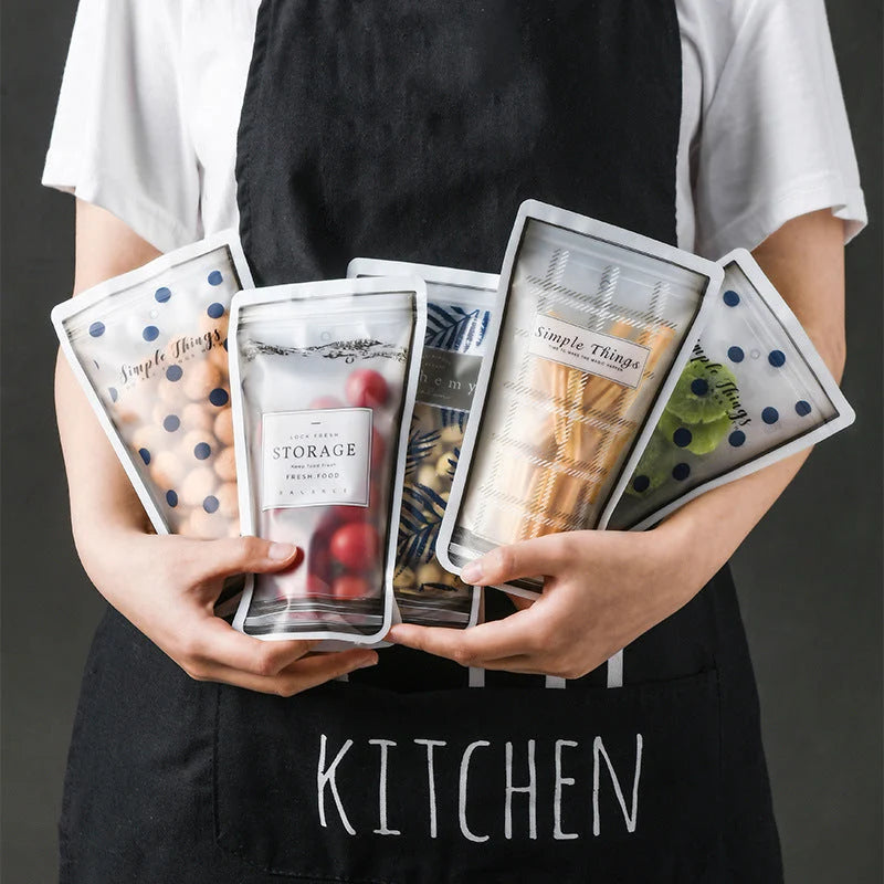 Reusable Food Storage Bags Double-Seal Airtight Labeling Pocket