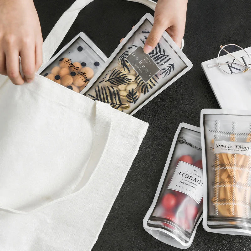 Reusable Food Storage Bags Double-Seal Airtight Labeling Pocket