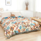 Reversible 100% Cotton Floral Jacquard Throw Blanket