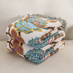 Reversible 100% Cotton Floral Jacquard Throw Blanket