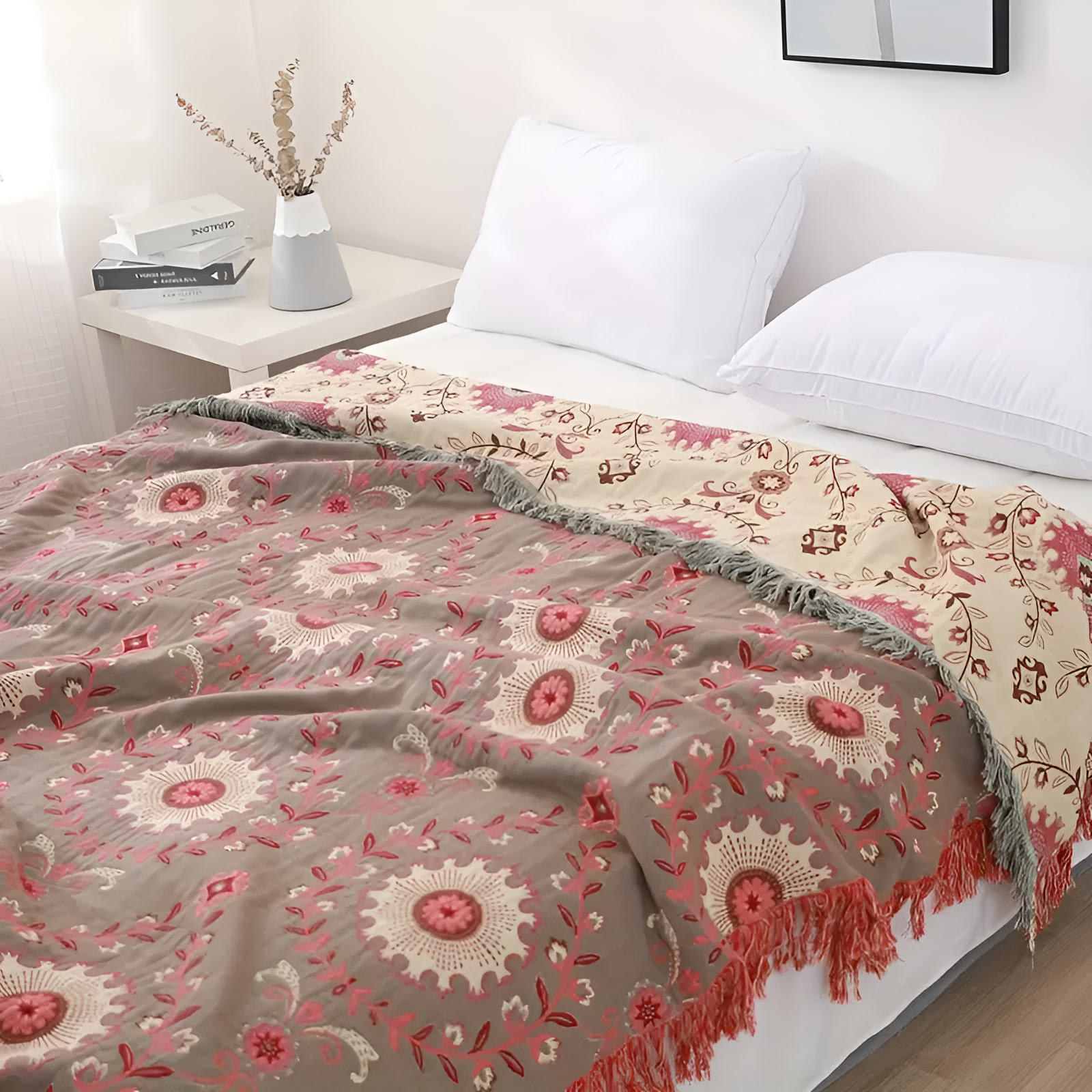 Reversible 100% Cotton Mandala Blanket (All-Season)