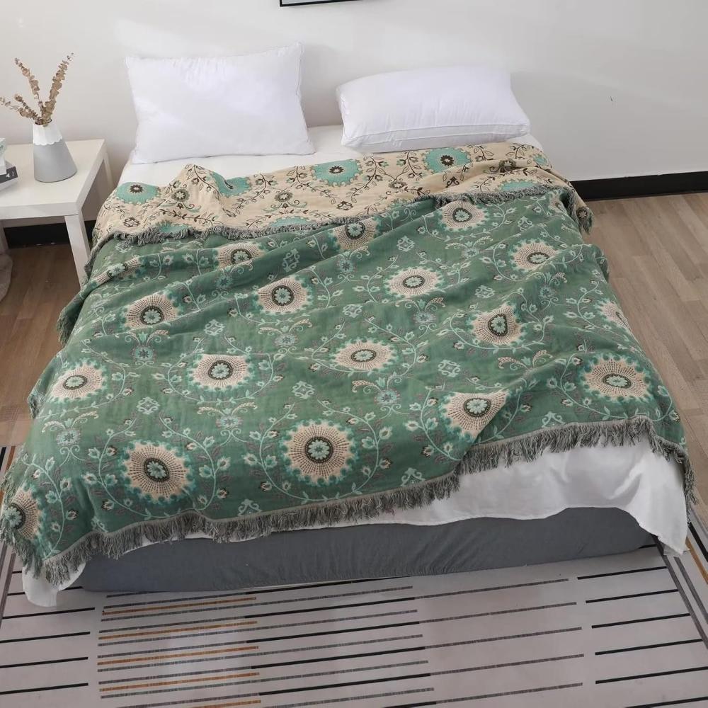Reversible 100% Cotton Mandala Blanket (All-Season)