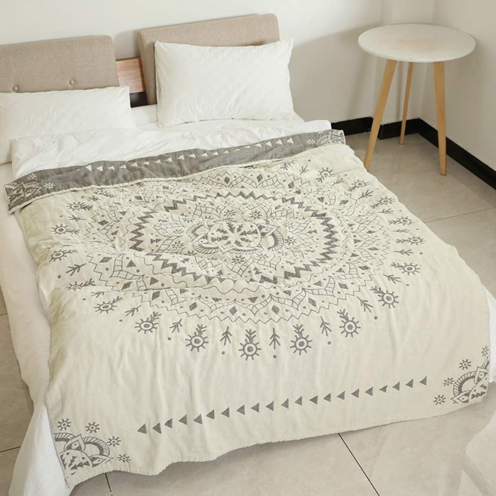 Reversible 100% Cotton Mandala Blanket (Machine Washable)