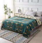 Reversible 100% Cotton Scandinavian Bird Throw Blanket
