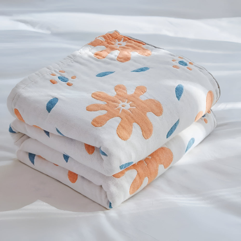 Reversible Blanket 100 Percent Cotton Vibrant Abstract Machine Washable