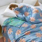 Reversible Blanket 100 Percent Cotton Vibrant Abstract Machine Washable