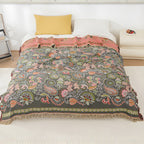 Reversible Boho Floral Cotton Gauze Throw Blanket (Machine Washable)