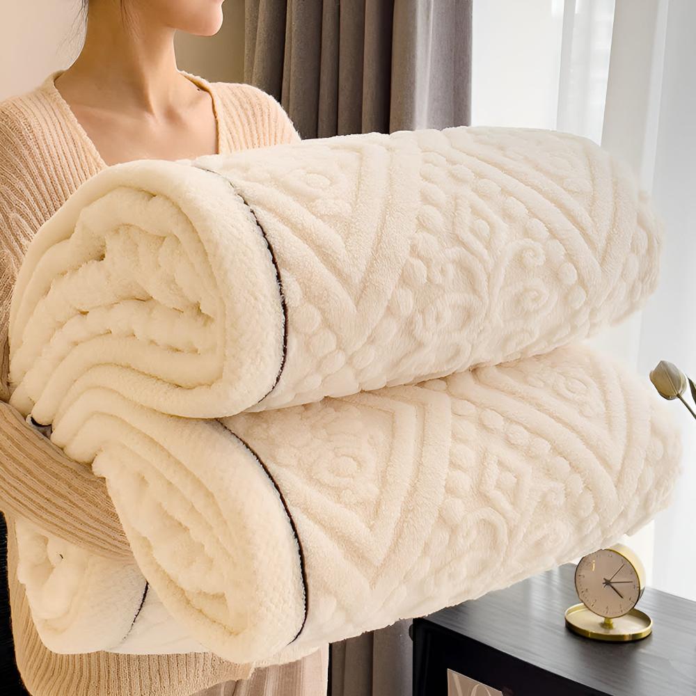 Reversible Carved Velvet Sherpa Blanket (Machine Washable)