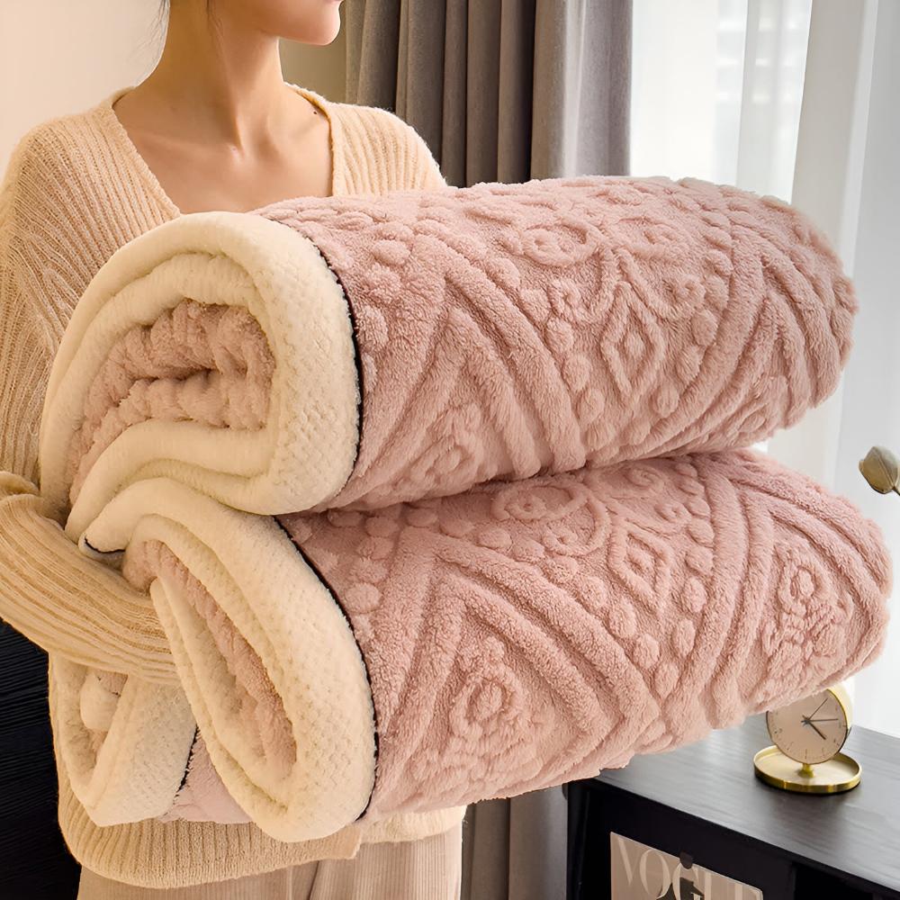 Reversible Carved Velvet Sherpa Blanket (Machine Washable)