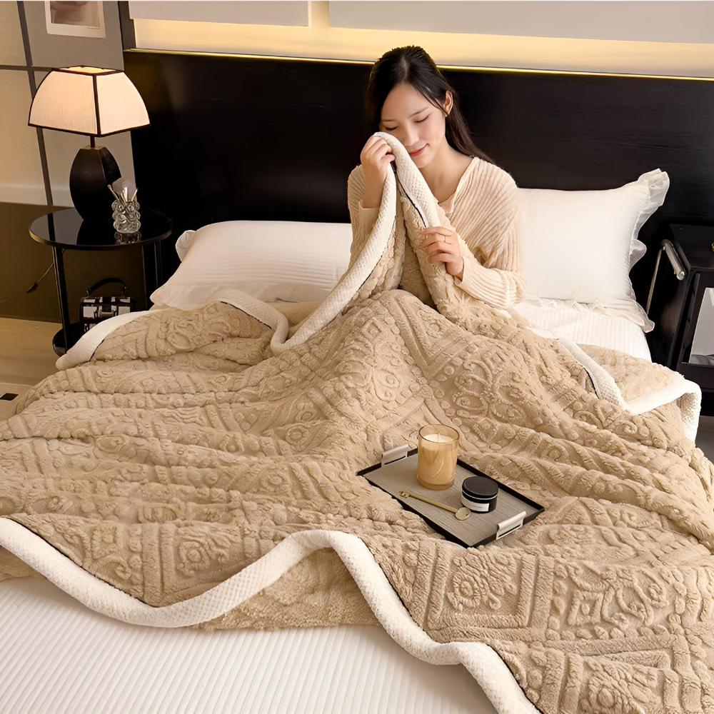 Reversible Carved Velvet Sherpa Blanket (Machine Washable)