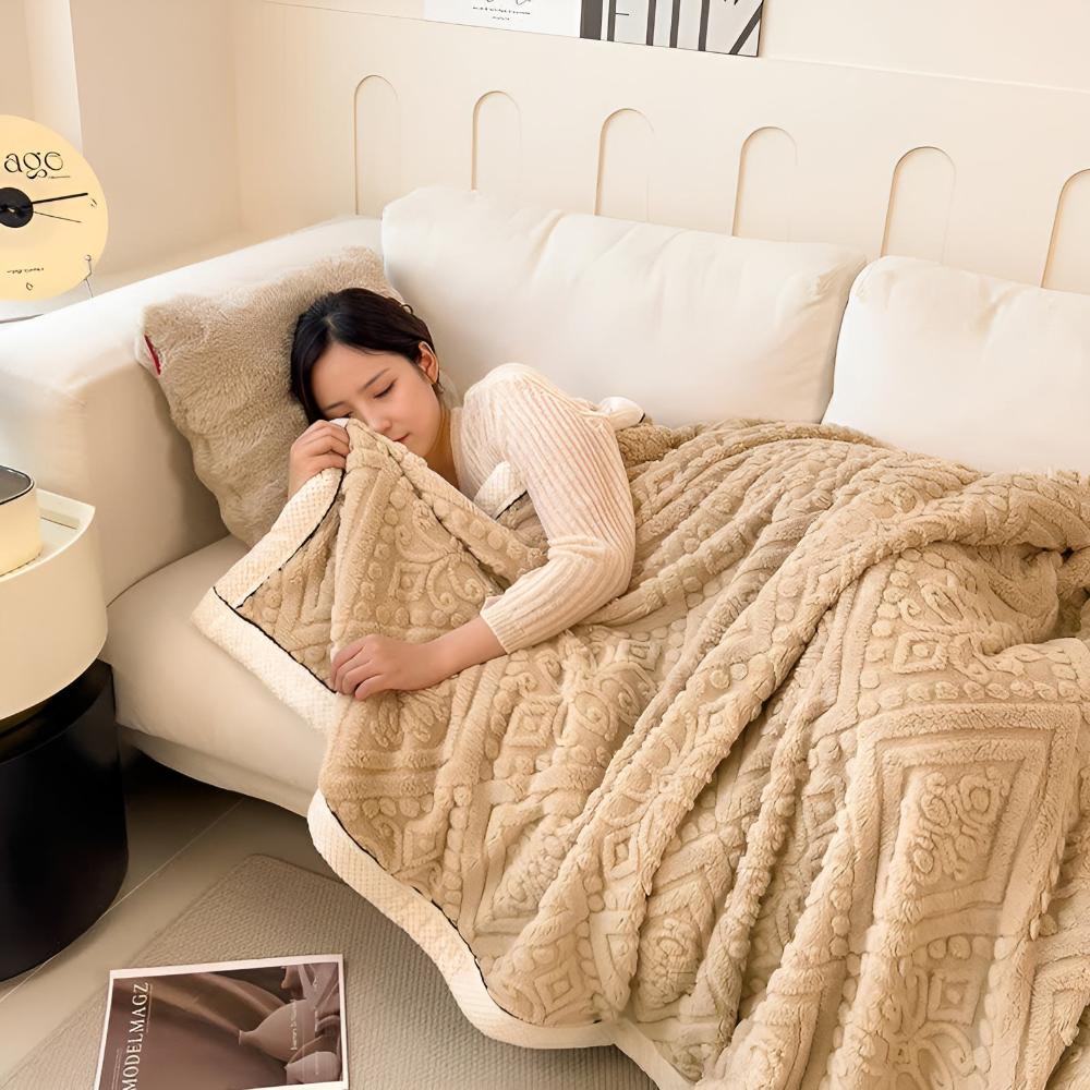 Reversible Carved Velvet Sherpa Blanket (Machine Washable)