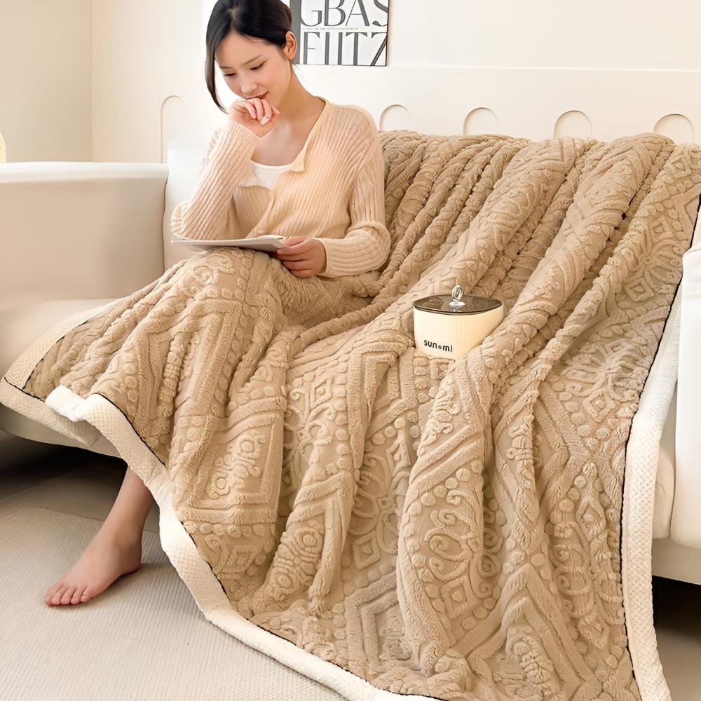 Reversible Carved Velvet Sherpa Blanket (Machine Washable)