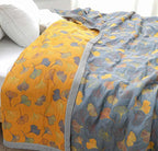 Reversible Cotton Ginkgo Leaf Throw Blanket (Machine Washable)