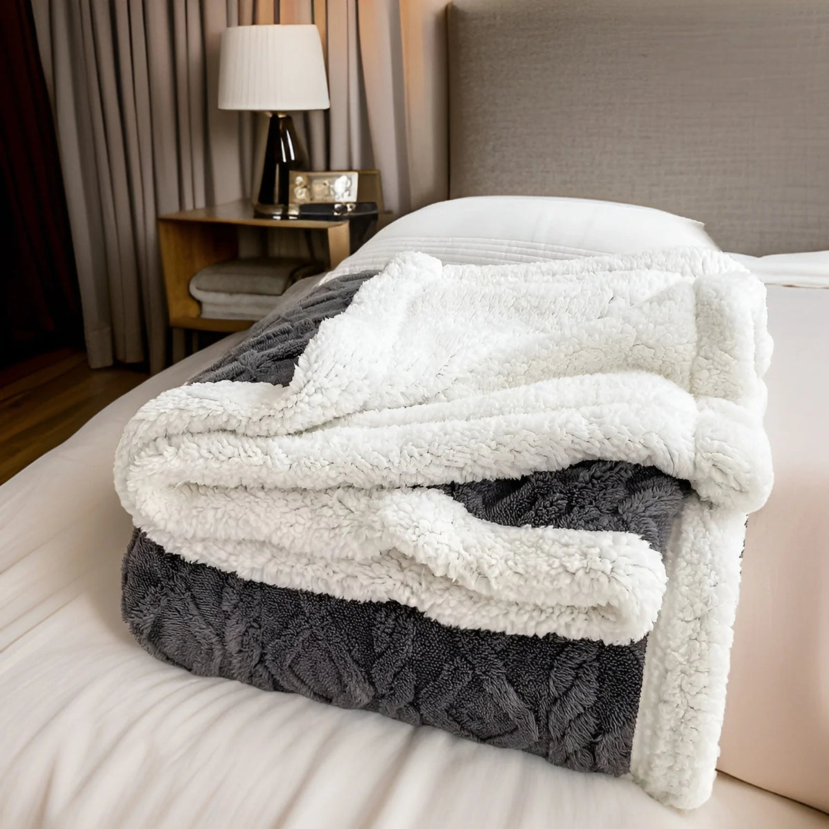 Reversible Fleece Blanket Double Sided Sherpa