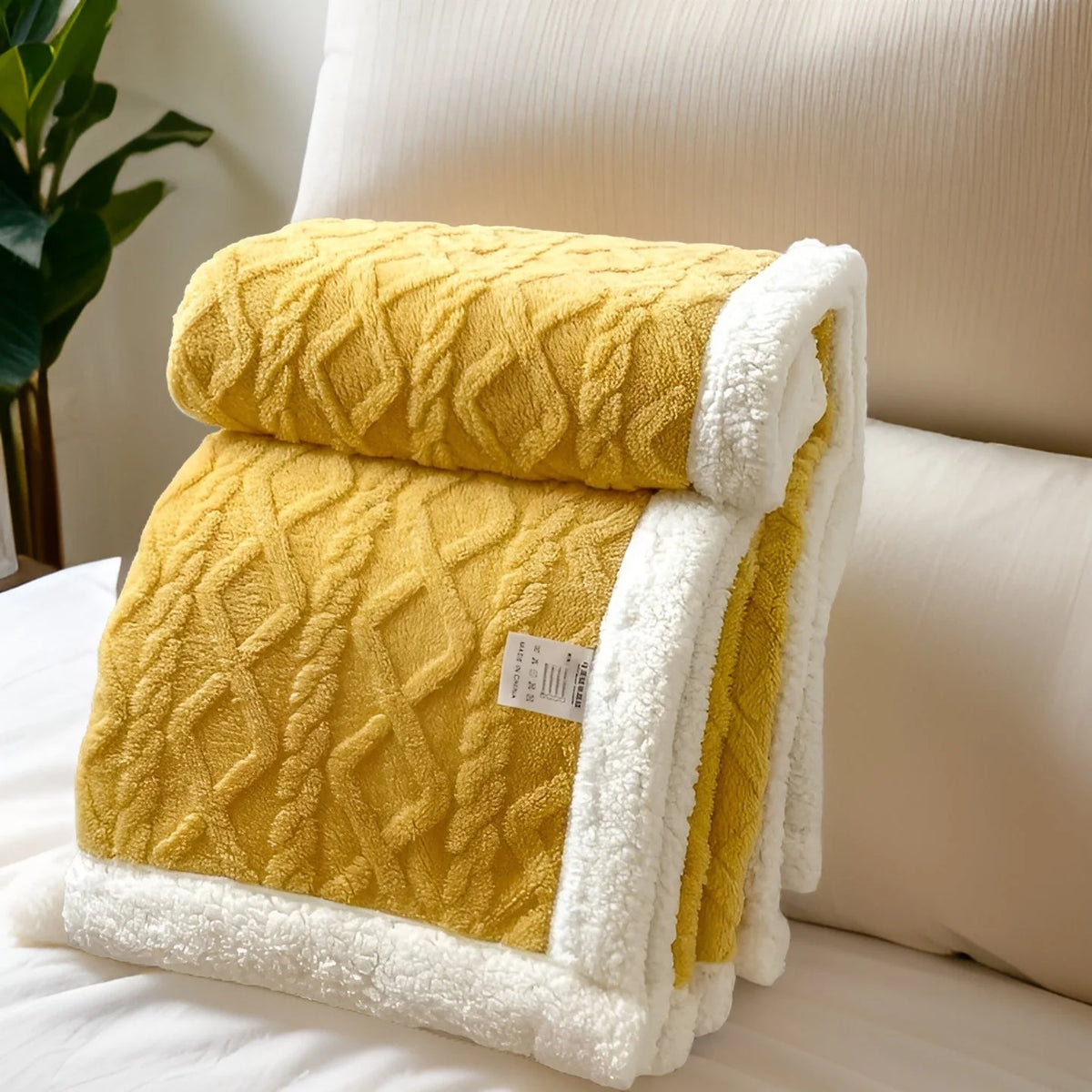 Reversible Fleece Blanket Double Sided Sherpa