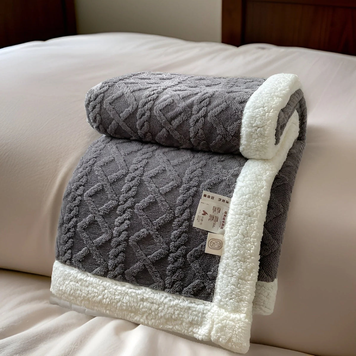 Reversible Fleece Blanket Double Sided Sherpa
