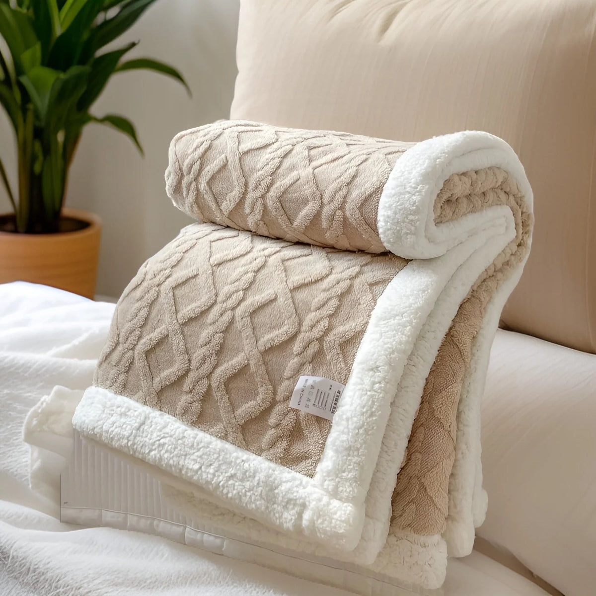 Reversible Fleece Blanket Double Sided Sherpa