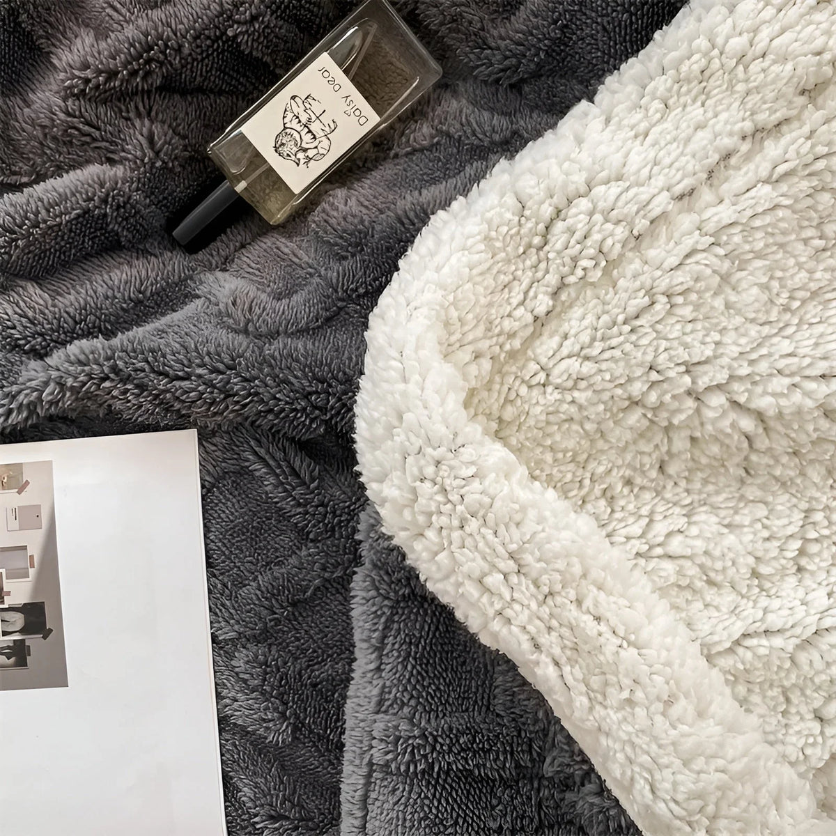 Reversible Fleece Blanket Double Sided Sherpa