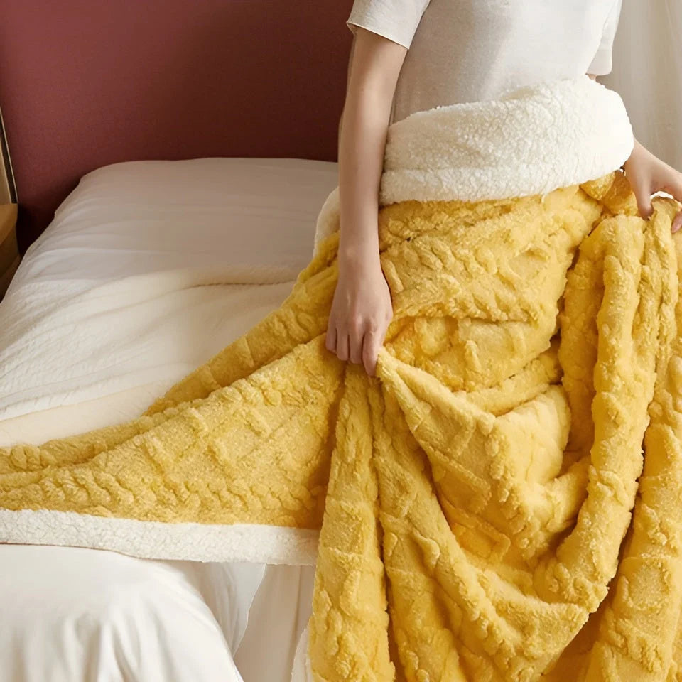 Reversible Fleece Blanket Double Sided Sherpa