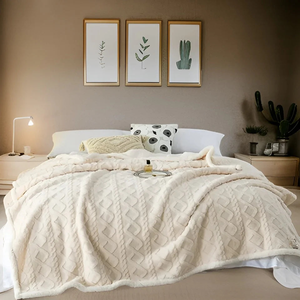 Reversible Fleece Blanket Double Sided Sherpa
