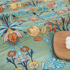 Reversible Floral Jacquard Cotton Throw Blanket