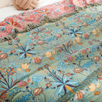 Reversible Jacquard Floral 100% Cotton Throw Bedspread