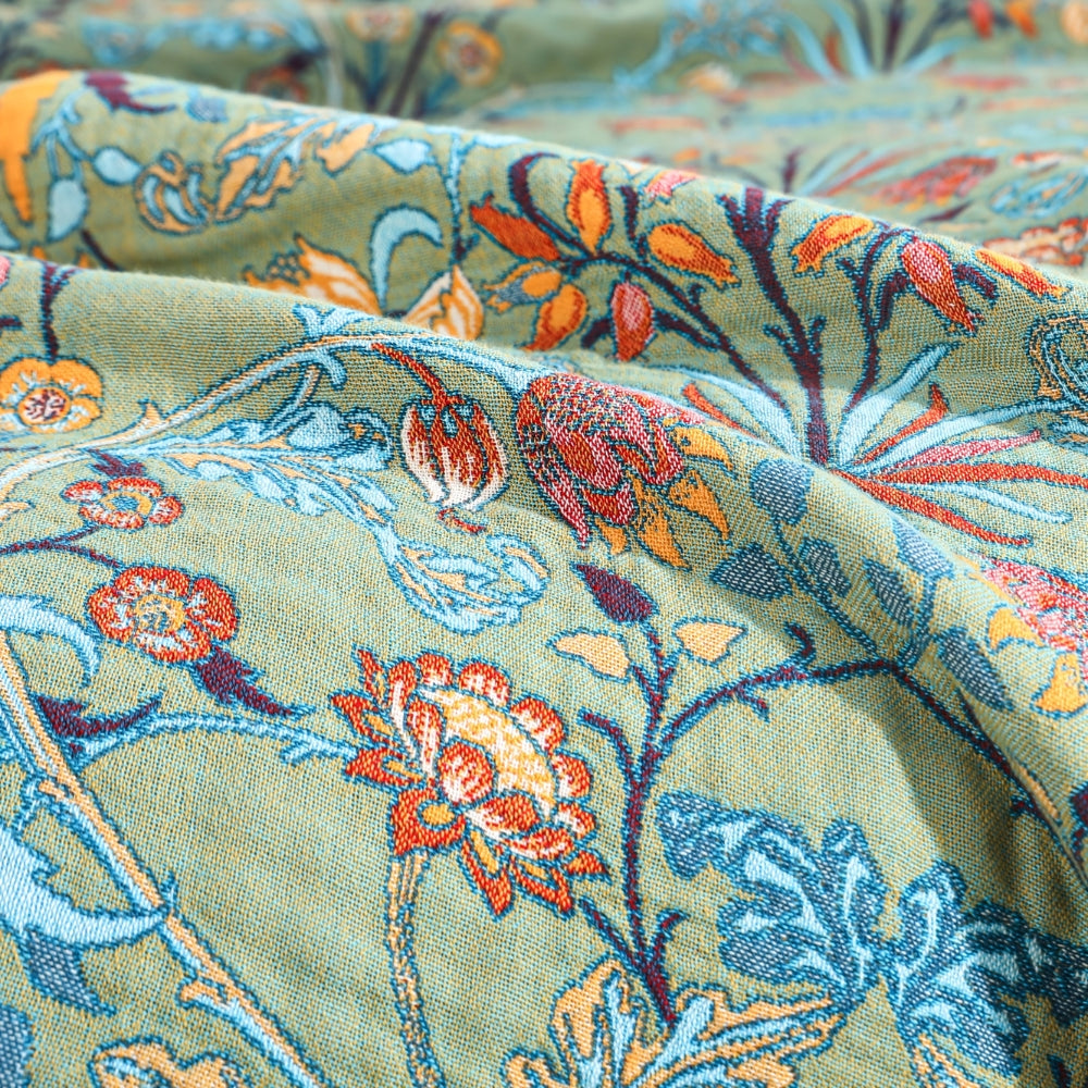 Reversible Jacquard Floral 100% Cotton Throw Bedspread