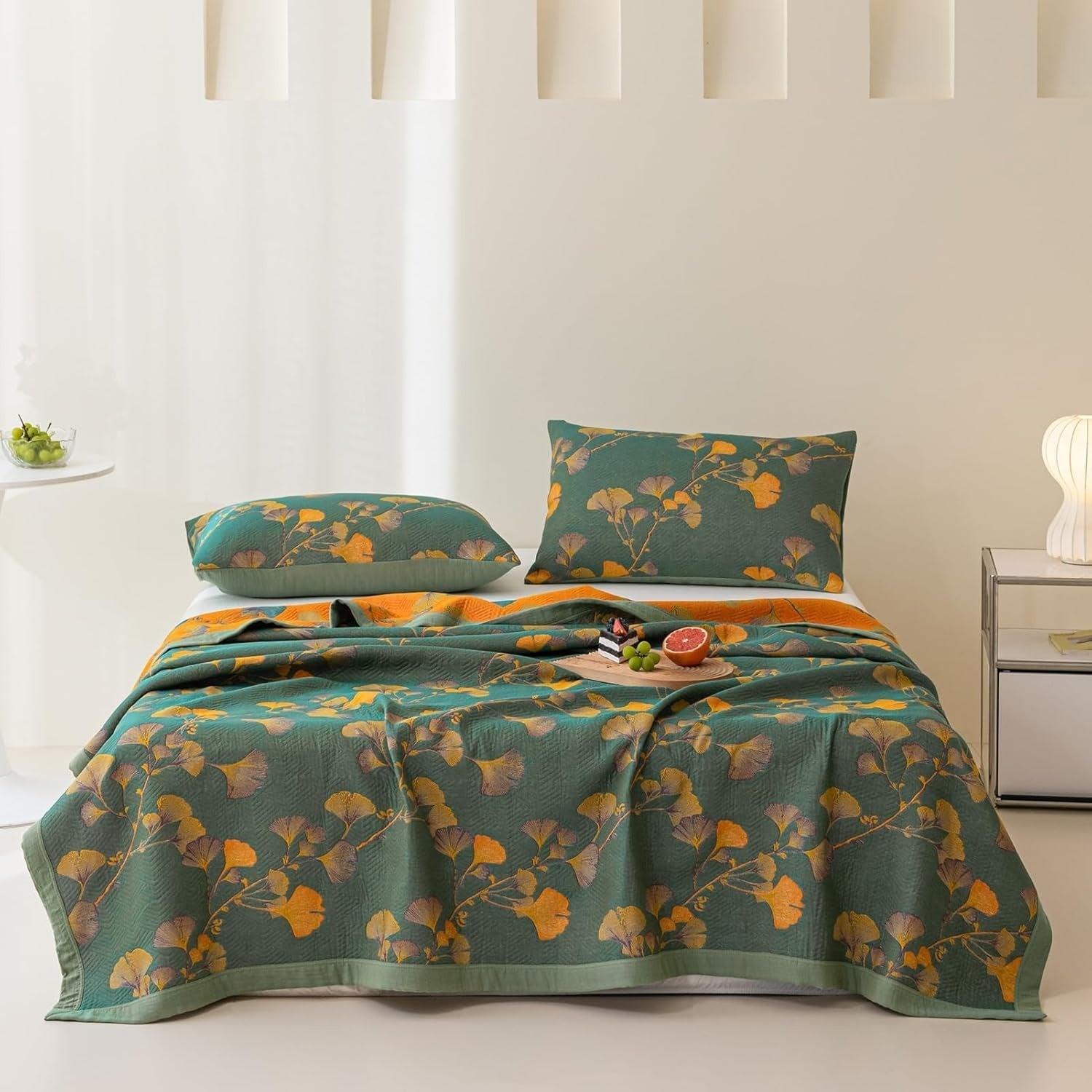 Reversible Jacquard Floral Cotton Blend Coverlet