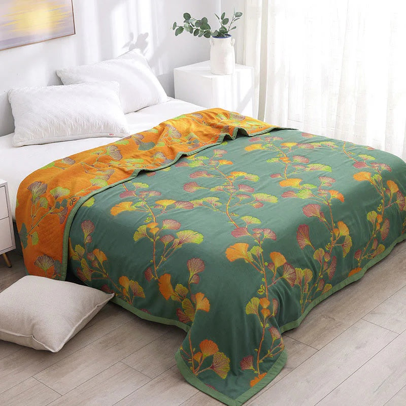 Reversible Jacquard Floral Cotton Blend Coverlet