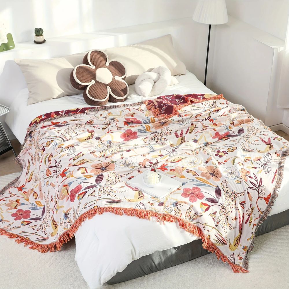 Reversible Natural Cotton Blanket (Oversized 79 x 90.5 In)