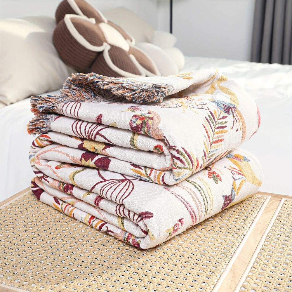 Reversible Natural Cotton Blanket (Oversized 79 x 90.5 In)