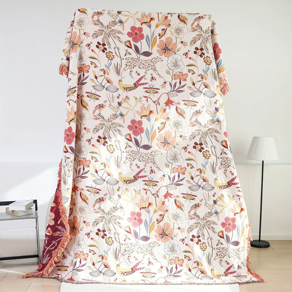 Reversible Natural Cotton Blanket (Oversized 79 x 90.5 In)