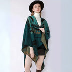 Reversible Oversized Faux Cashmere Poncho (One Size)