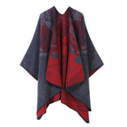 Reversible Oversized Faux Cashmere Poncho (One Size)