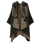 Reversible Oversized Faux Cashmere Poncho (One Size)