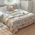 Reversible Rustic Floral 100% Organic Cotton Throw Blanket