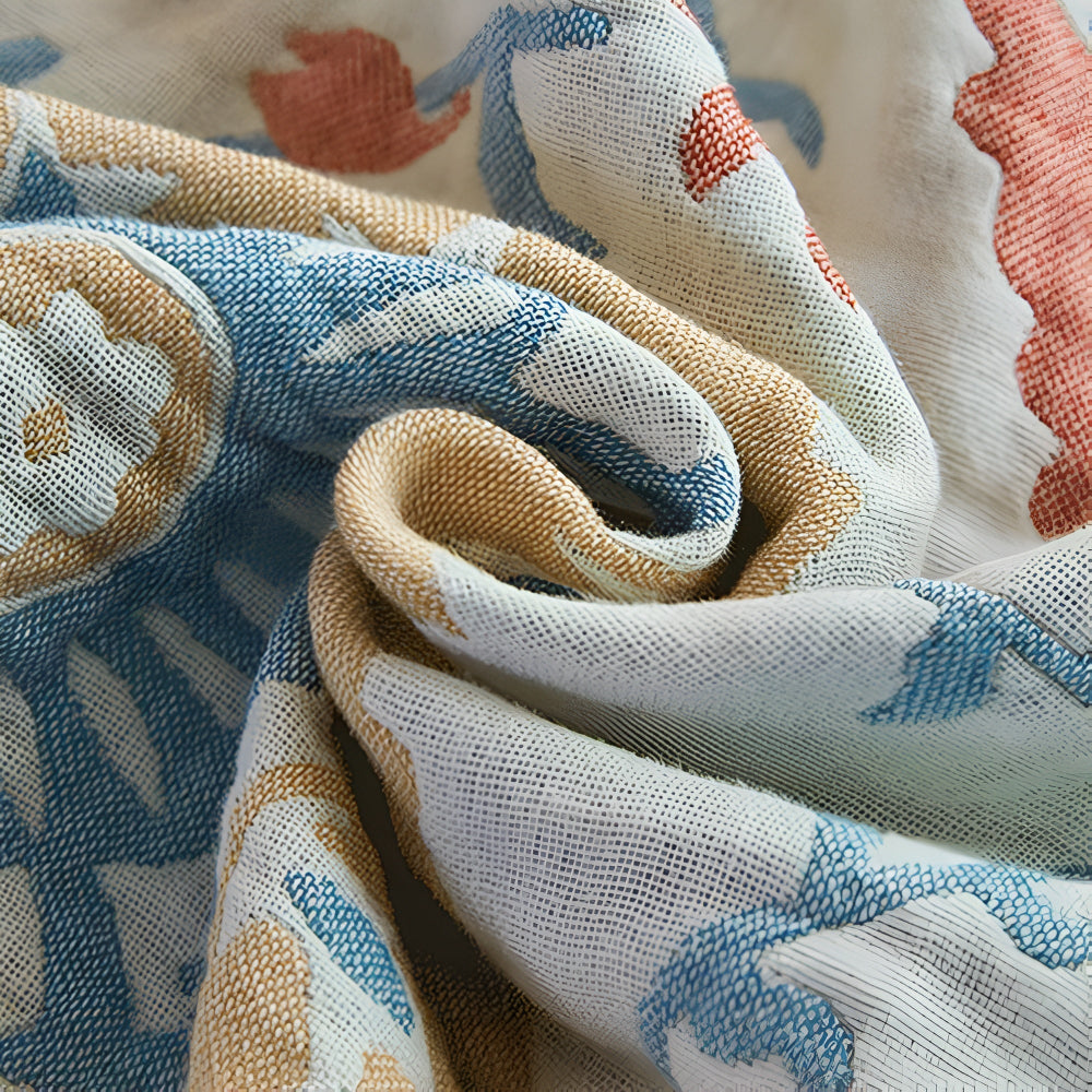 Reversible Rustic Floral 100% Organic Cotton Throw Blanket